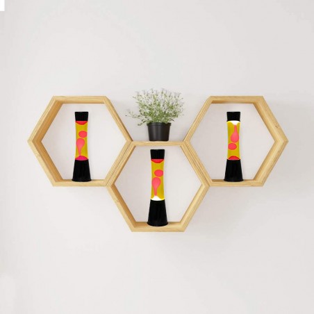 XL1759 Lámpara Lava 40cm base negra con diseño moderno de magma verde y amarillo