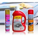 Kit 3 productos SCHU-STER para limpiar el coche spray perfumado champú y el esmalte para salpicadero 