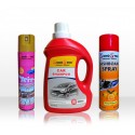 Kit 3 productos SCHU-STER para limpiar el coche spray perfumado champú y el esmalte para salpicadero 