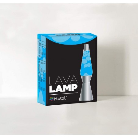 XL1764 Lámpara Lava 40cm base plata magma Glitter diseño azul y blanco