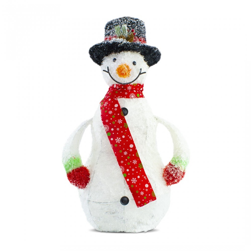 293027 Muñeco de nieve LED decorativo de 78 cm con bufanda y sombrero