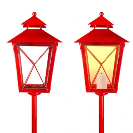 744013 Lámpara de Navidad roja Decoración de metal y cristal H106x18.5x18.5 C