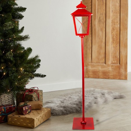 744013 Lámpara de Navidad roja Decoración de metal y cristal H106x18.5x18.5 C