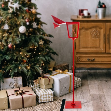 744013 Lámpara de Navidad roja Decoración de metal y cristal H106x18.5x18.5 C