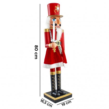392028 Soldado Cascanueces decoración navideña con Vestido Rojo y Espada 80 cm