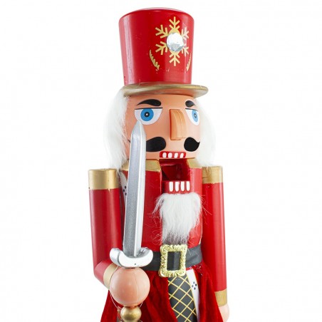 392028 Soldado Cascanueces decoración navideña con Vestido Rojo y Espada 80 cm