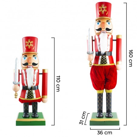 392047 Soldado Cascanueces decoración navidad 160cm Música, Luces y Movimiento