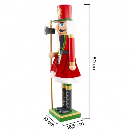 392049 Soldado Cascanueces para decoración de navidad 80H Rojo y verde con hacha