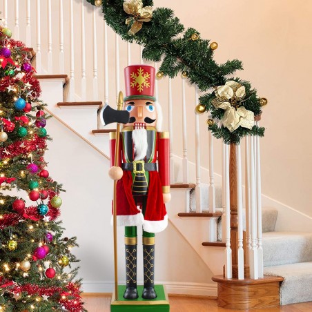 392049 Soldado Cascanueces para decoración de navidad 80H Rojo y verde con hacha