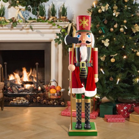 392049 Soldado Cascanueces para decoración de navidad 80H Rojo y verde con hacha