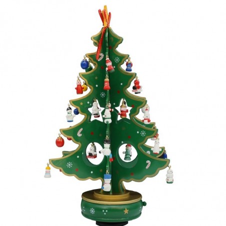 740190 Árbol de Navidad Decoración navideña base caja de música y madera 25x20cm