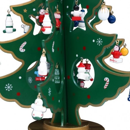 740190 Árbol de Navidad Decoración navideña base caja de música y madera 25x20cm