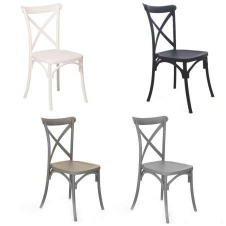 Juego de 4 sillas Country en polipropileno reforzado con fibra de vidrio