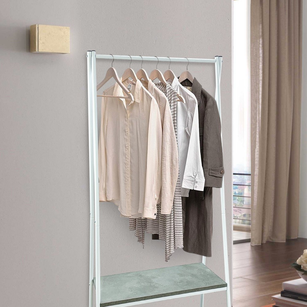 Perchero metálico de pie con 2 estantes para...