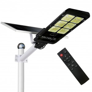 Farola con panel solar 6 LED 500 W con soporte y mando a...