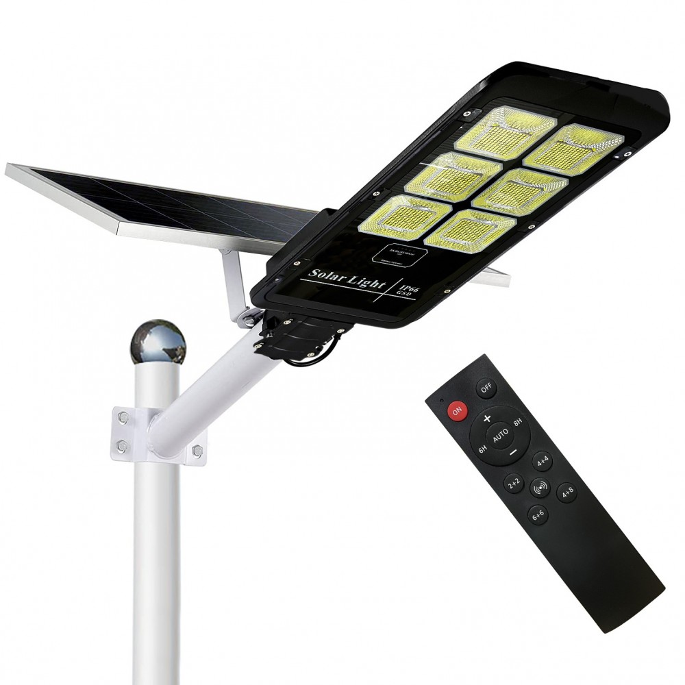 Farola con panel solar 6 LED 500 W con soporte y mando a distancia