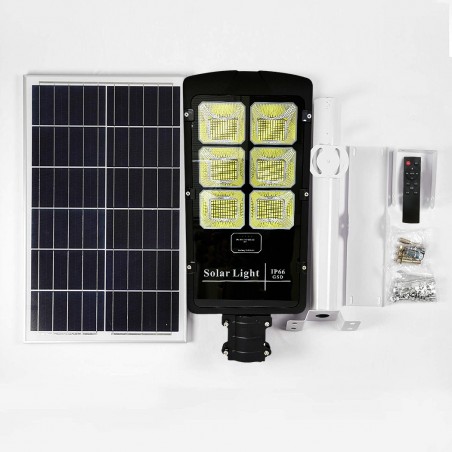 Farola con panel solar 6 LED 500 W con soporte y mando a distancia