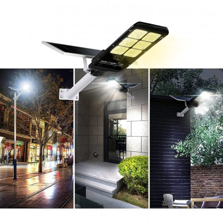 Farola con panel solar 6 LED 500 W con soporte y mando a distancia