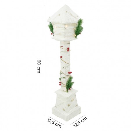 867538 Farola de Navidad BLANCA con entretejido, purpurina y mini luces 60H Cm