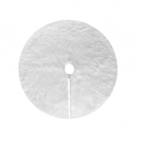 Alfombra para la base del árbol de Navidad 100 cm de pelo muy suave blanca