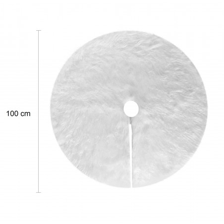 Alfombra para la base del árbol de Navidad 100 cm de pelo muy suave blanca