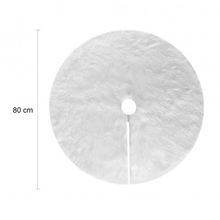 Alfombra para la base del árbol de Navidad 80 cm de pelo muy suave blanca