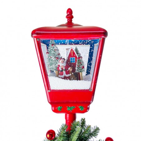 392040 Farola de Navidad Roja H195 cm Decoración Sonidos Mini Luces y guirnalda