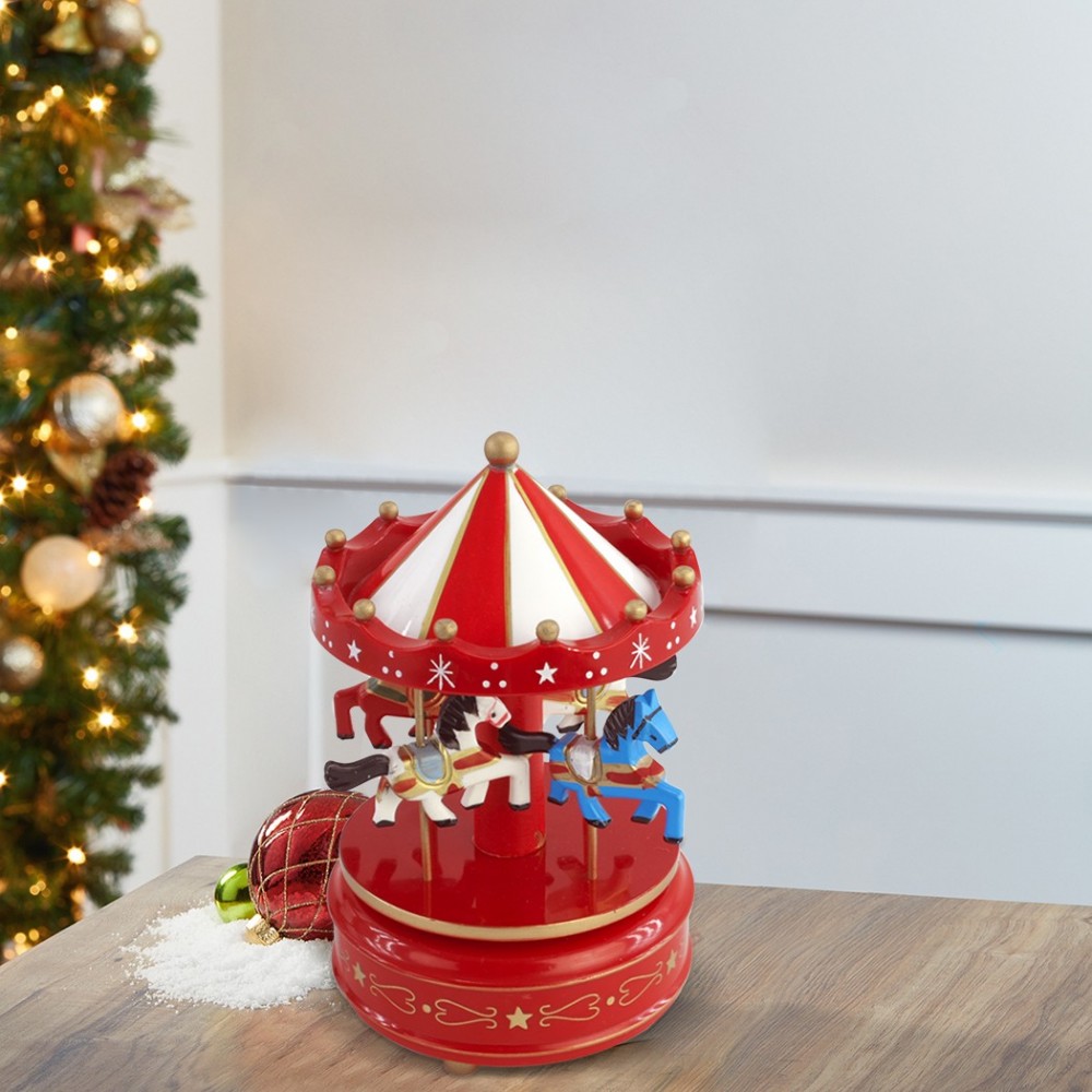 051376 Tiovivo de madera móvil de navidad con...