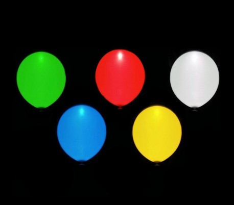 Globos luminosos con LED para fiestas y cumpleaños (Pack 5 unidades / Colores surtido) 