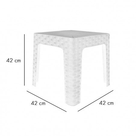 Mesa de centro de jardín MONACO Efecto ratán blanco en resina de polipropileno