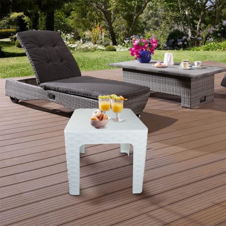 Mesa de centro de jardín MONACO Efecto ratán blanco en resina de polipropileno