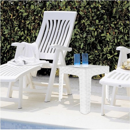 Mesa de centro de jardín MONACO Efecto ratán blanco en resina de polipropileno
