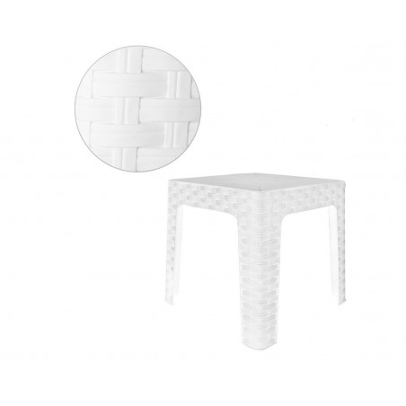 Mesa de centro de jardín MONACO Efecto ratán blanco en resina de polipropileno