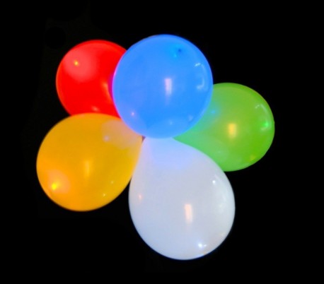 Globos luminosos con LED para fiestas y cumpleaños (Pack 5 unidades / Colores surtido) 