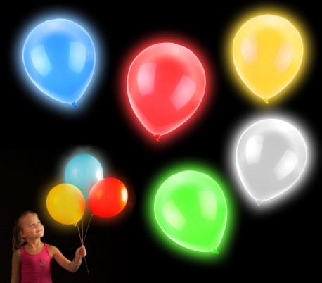 Globos luminosos con LED para fiestas y cumpleaños (Pack 5 unidades / Colores surtido) 