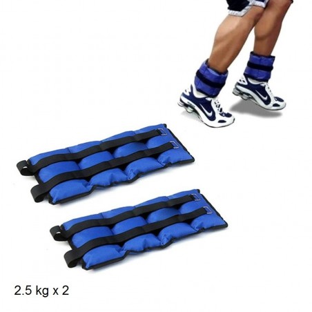 Pack de pesas 5 kg para tobillos y muñecas fitness gym tobilleras (2x2.5kg)