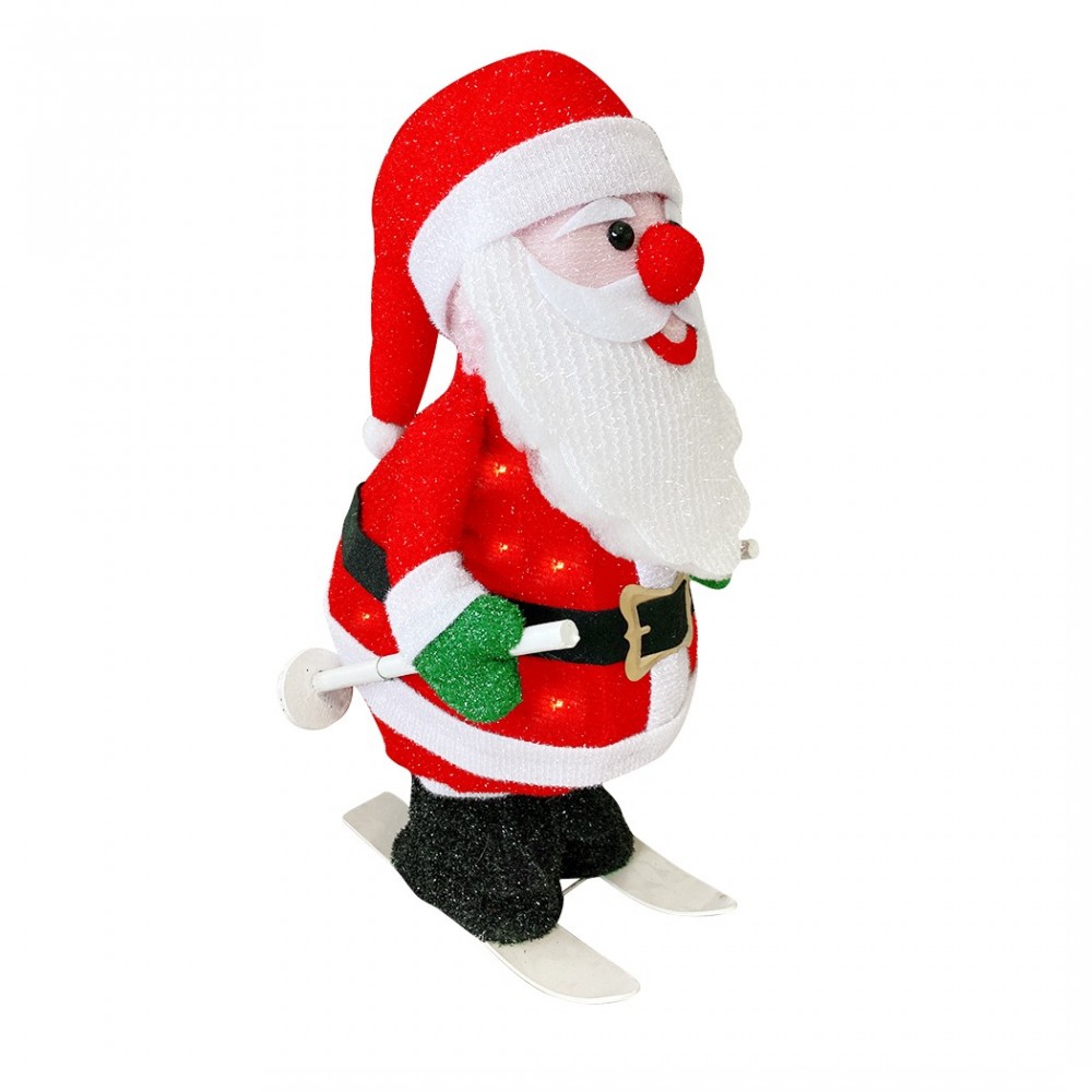 401001 Papá Noel con esquí luces y movimiento Decoración Navideña 20X30X61 cm