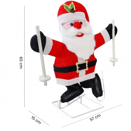 401004 Papá Noel en la nieve Decoración navidad con luz y movimiento 57x15x65cm