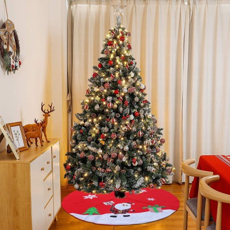093581 Alfombra para la base del árbol de navidad con varios personajes de 100cm