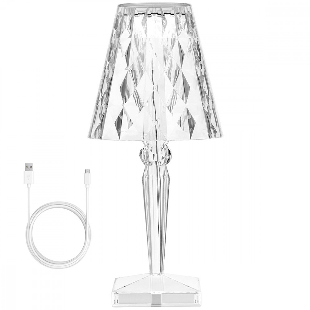 Lámpara de mesa Diamond con luz LED coloreada USB recargable táctil