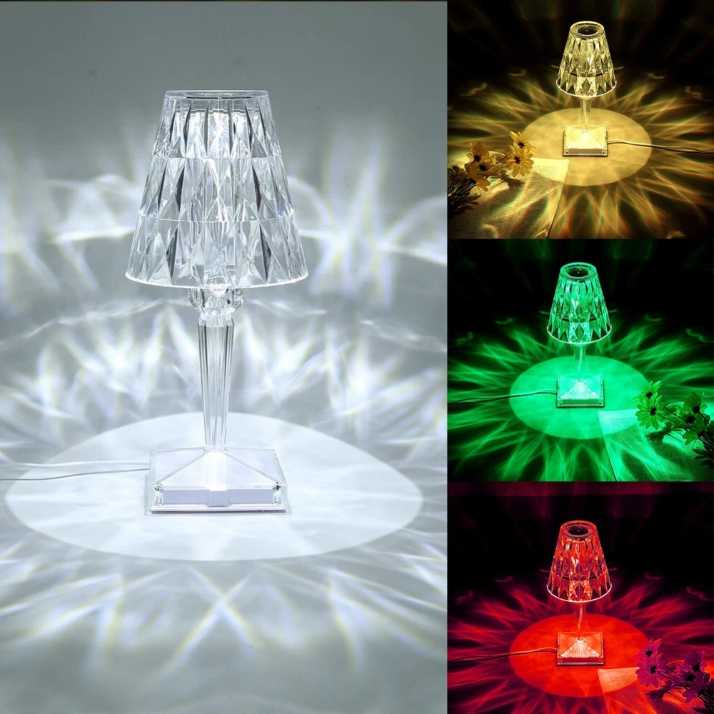 Lámpara de mesa Diamond con luz LED coloreada...