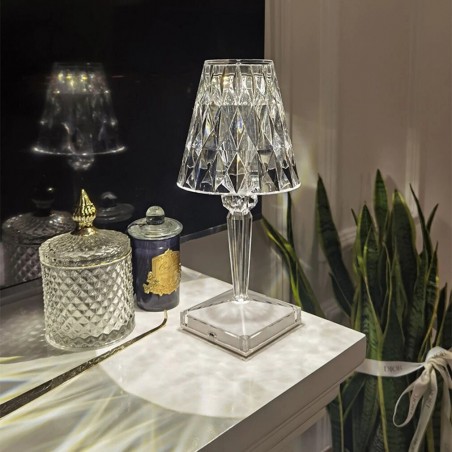 Lámpara de mesa Diamond con luz LED coloreada USB recargable táctil