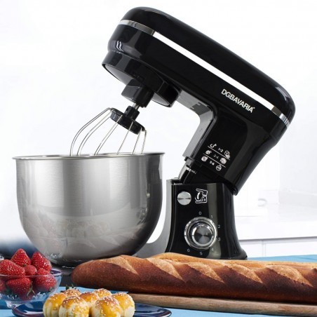 Batidora Planetaria DGBAVARIA 5L accesorios acero inoxidable 6 velocidades 1200W