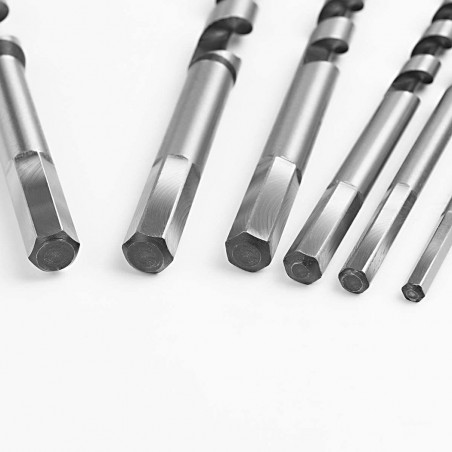 Brocas para madera 6 piezas Vaso hexagonal de 6 a 16 mm en caja Longitud 23 cm