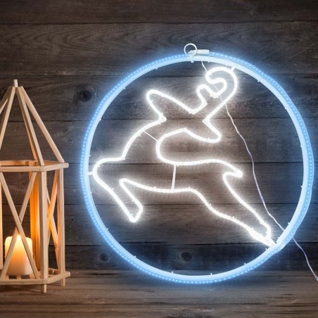 Reno neón luminoso de pared 60x60cm la luz fría 480 LED decoración navideña