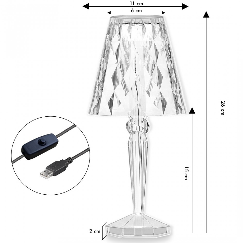 565621 Lámpara de mesa de cristal con luces LED...