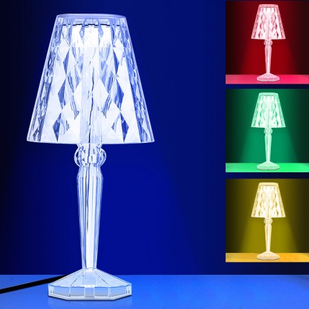 565621 Lámpara de mesa de cristal con luces LED multicolores y cable USB