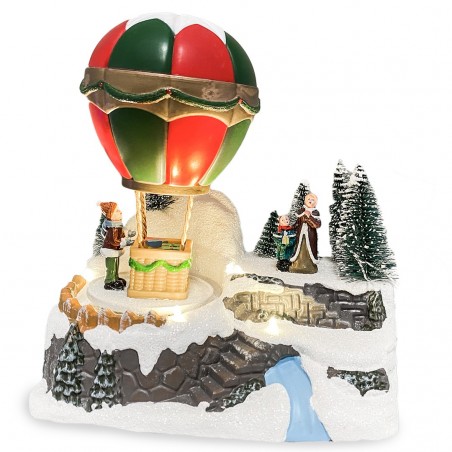361014 Carrusel de navidad Globo Aerostático Luces Sonidos Movimiento 18x12x20cm
