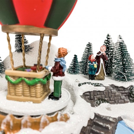 361014 Carrusel de navidad Globo Aerostático Luces Sonidos Movimiento 18x12x20cm