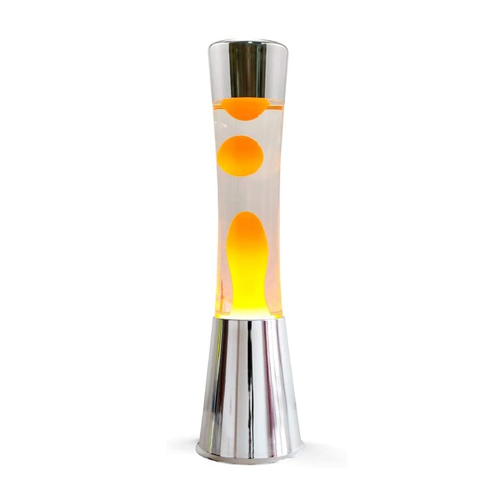 Lámpara Lava 40 cm XL1771 Base Plata y Magma Amarillo Diseño Moderno